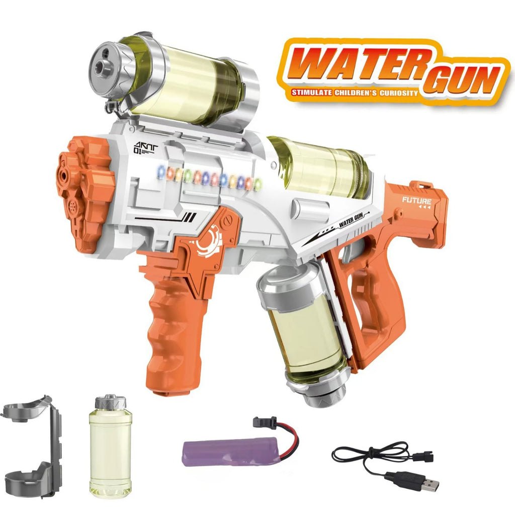 Large Capacity Automatic Water Gun Continuous Firing with Lights Rechargeable Electric Water Guns Beach Party Game Kids Boys Toy