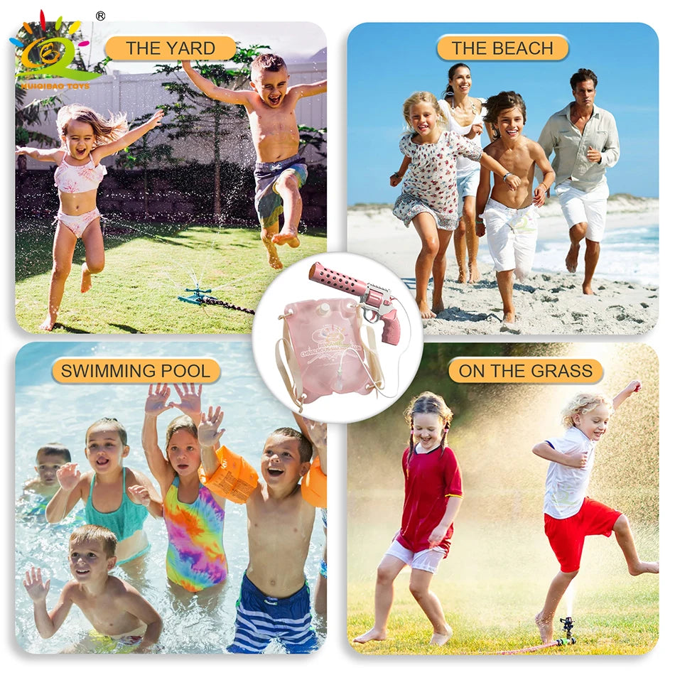 Revolver Electric Automatic Water Gun Backpack Pistol Firing Waters Fight Summer Outdoor Beach Swimming Pool Shooting Game Toys