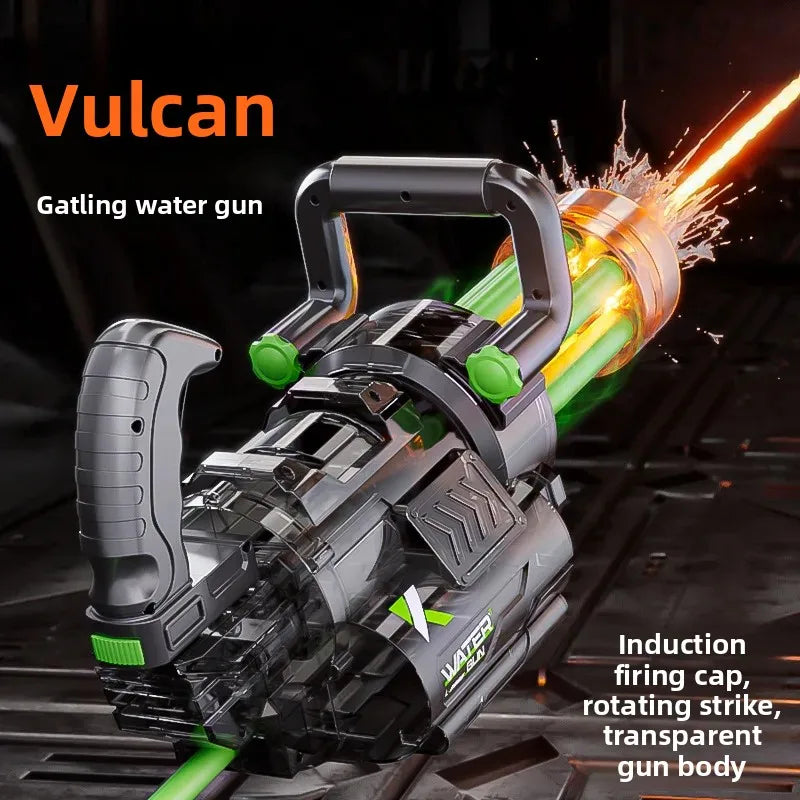 Rotating Gatling Water Gun, High Pressure Large Capacity Backpack Water Blaster for Outdoor Water Fight Children's Toy Gift
