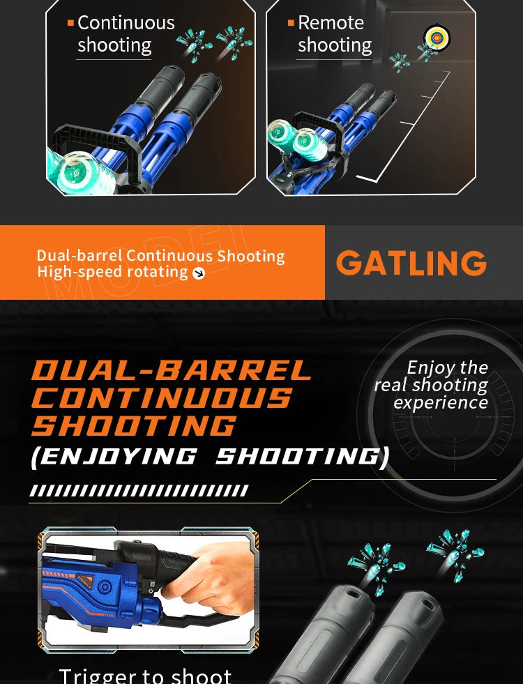 High-Speed Gatling Electric Ball Blaster - Fun for Kids and Adults, Outdoor Game Parties （Excluding water bombs)