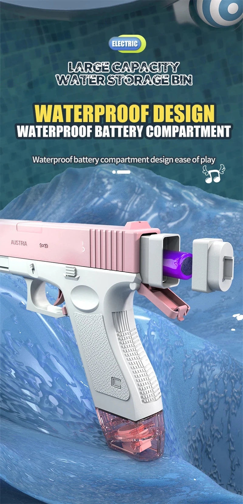 Electric Water Gun With Two Water Tank Automatic High-Power Water Blaster For Child Outdoor Games Summer Water Spray Gun Toys