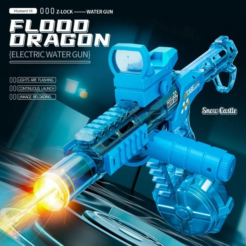 High Pressure Electric Toy Water Gun Fully Automatic Long Range Water Blasters Shooting Game Suitable for Outdoor Beach Swimming