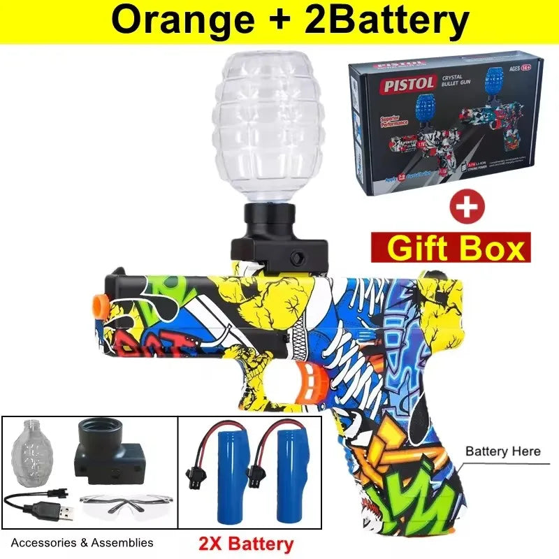 Electric Burst Splatter Blaster Toy Gun Gel Blaster Outdoor Shooting Games Gift for Boy Kids Adults (Bullets Excluded)
