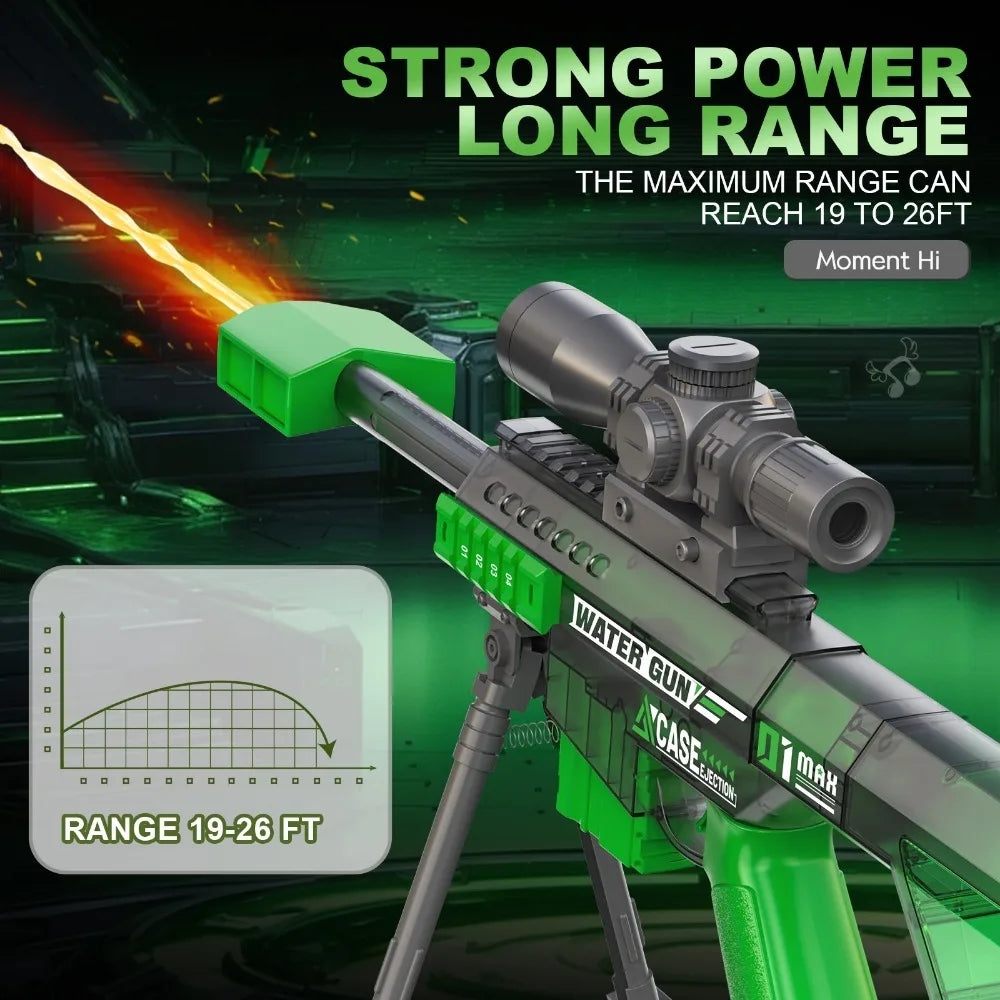 High Pressure Electric Sniper Water Gun Toy with Blowback Action Full Auto Rapid-Fire Summer Fight Games Toy for Kids Gift