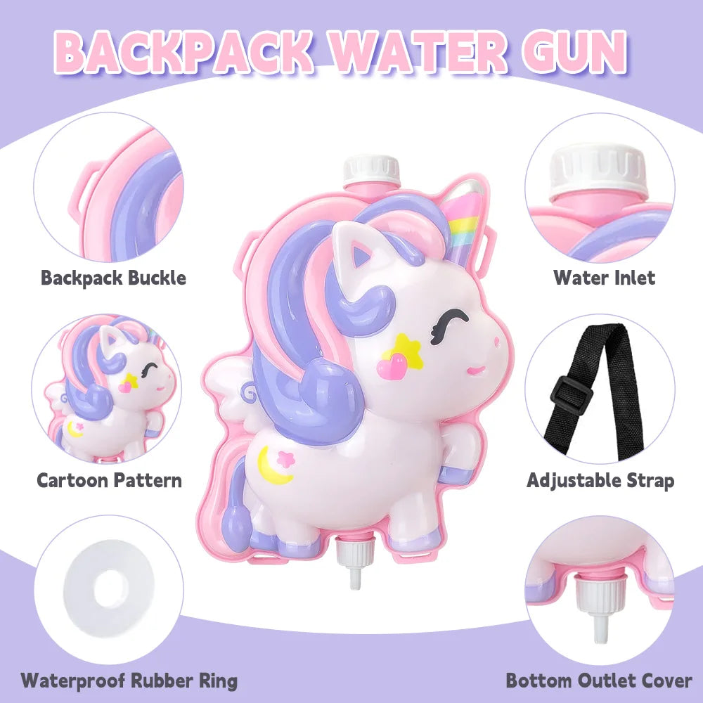 Children's Backpack Water Gun Pull Type Large Capacity Storage Summer Funny Parent Interactive Cartoon Backpack Water Gun