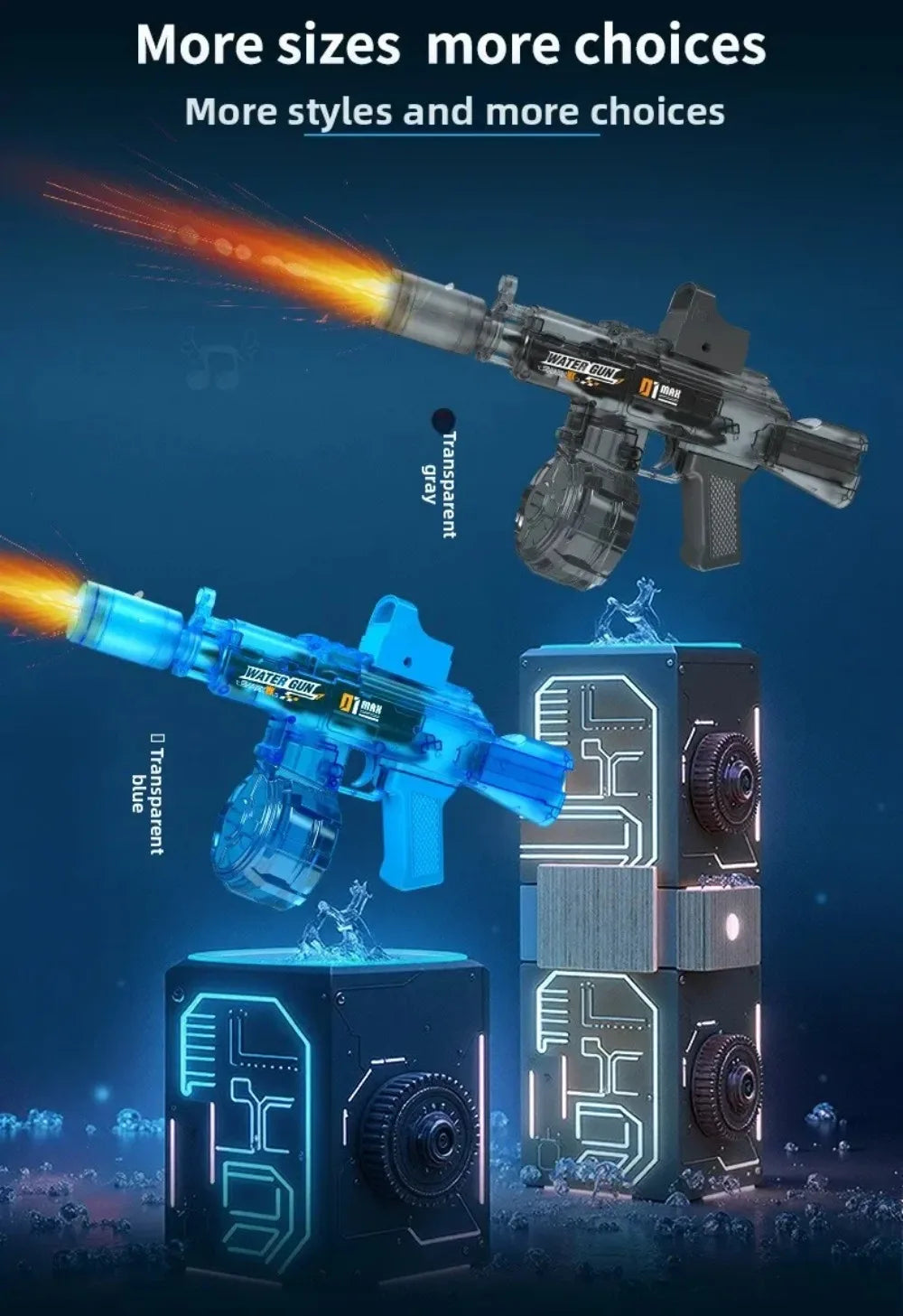 Electric Water Gun Water Blaster High Capacity Long Range Summer Outdoor Beach Water Fight Toy for Kids Boys Birthday Gift