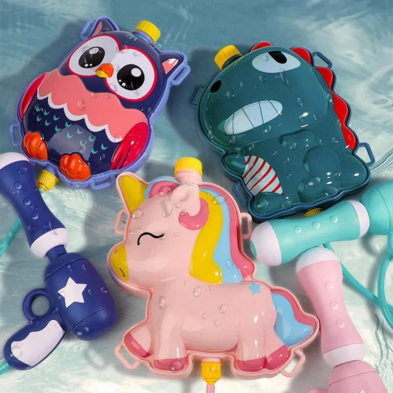 Children's Backpack 2000ml Water Gun Pull Type Large Capacity Storage Summer Funny Parent Interactive Cartoon Backpack Water Gun
