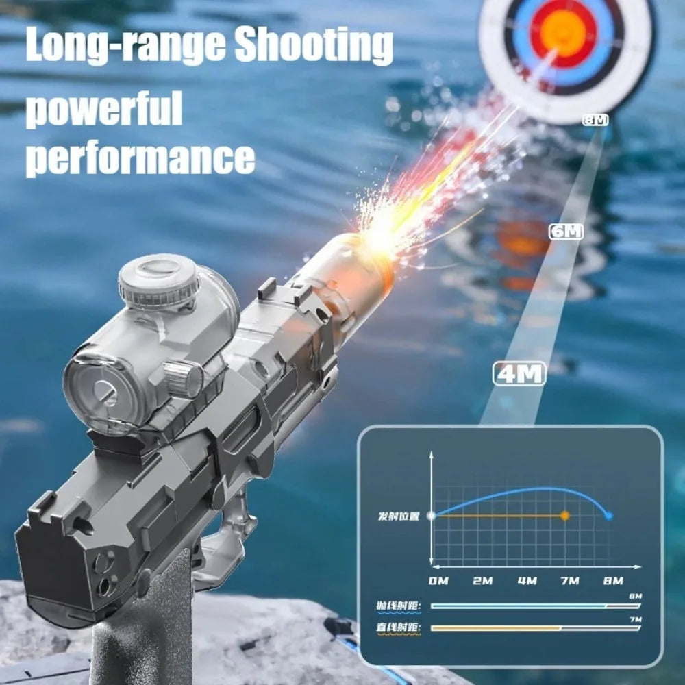 High Pressure Electric Sniper Water Gun Toy with Blowback Action Full Auto Rapid-Fire Summer Fight Games Toy for Kids Gift
