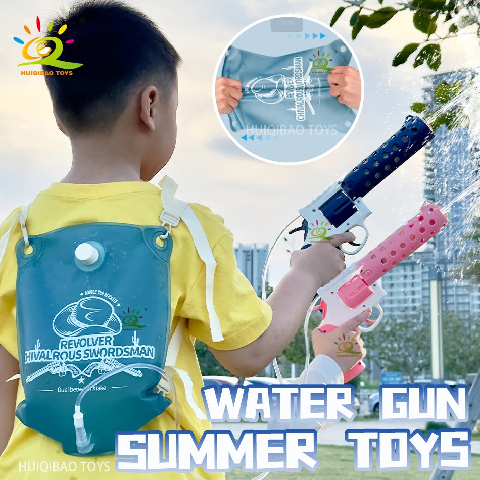 Summer Electric Backpack Automatic Revolver Water Gun Fights Toy Water Absorbing Guns Outdoor Beach Swimming Pool Toys for child