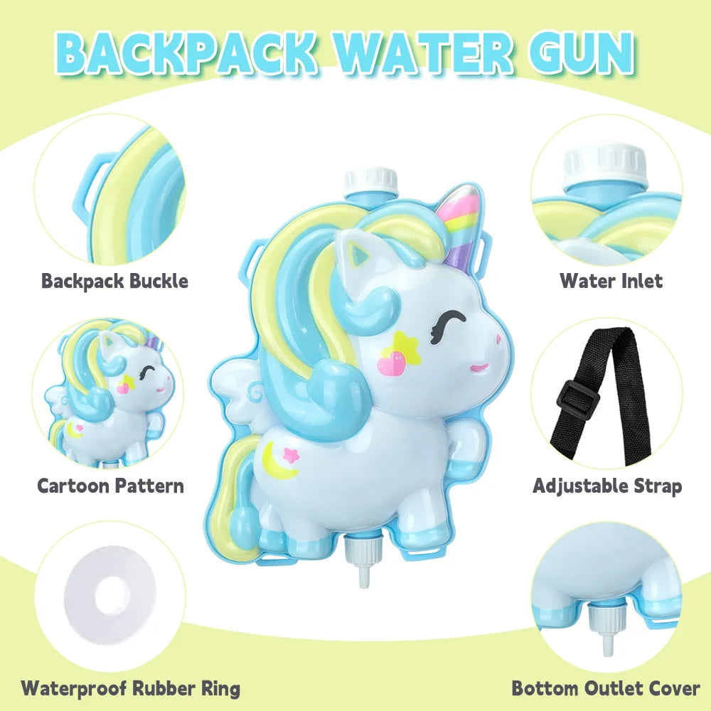 Children's Backpack Water Gun Pull Type Large Capacity Storage Summer Funny Parent Interactive Cartoon Backpack Water Gun