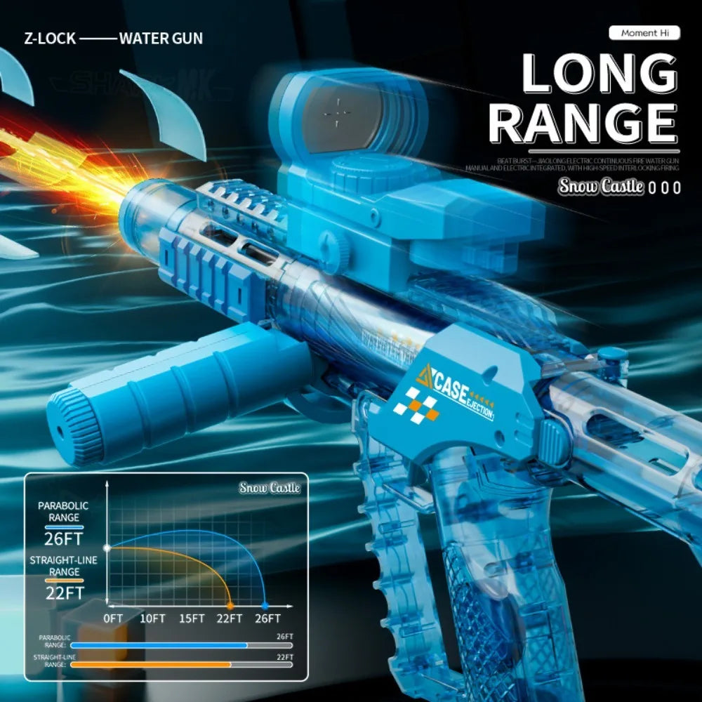High Pressure Electric Toy Water Gun Fully Automatic Long Range Water Blasters Shooting Game Suitable for Outdoor Beach Swimming