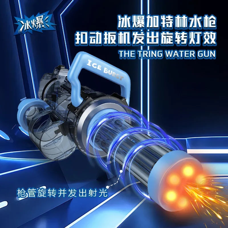 Rotating Gatling Water Gun, High Pressure Large Capacity Backpack Water Blaster for Outdoor Water Fight Children's Toy Gift