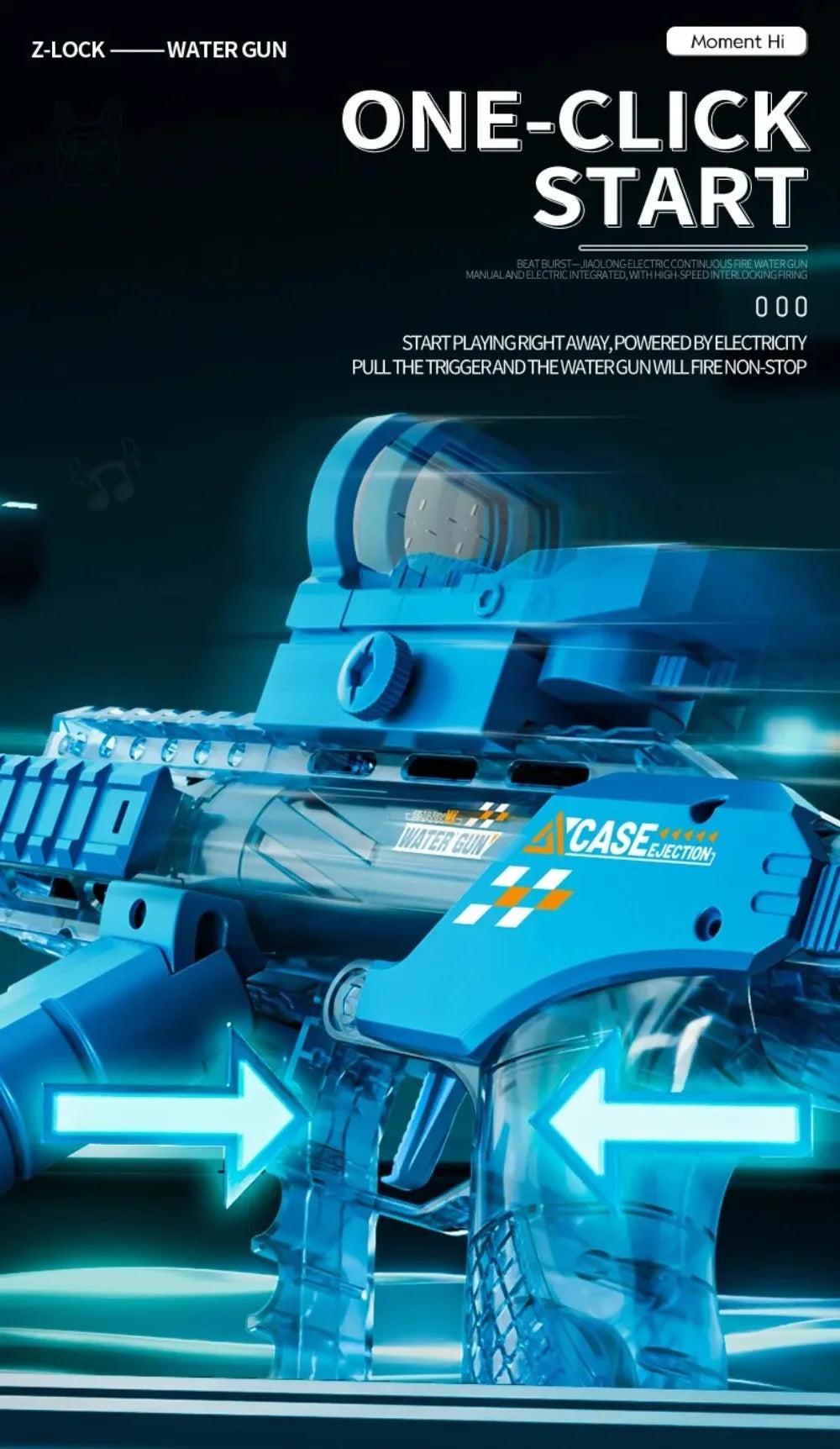High Pressure Electric Toy Water Gun Fully Automatic Long Range Water Blasters Shooting Game Suitable for Outdoor Beach Swimming