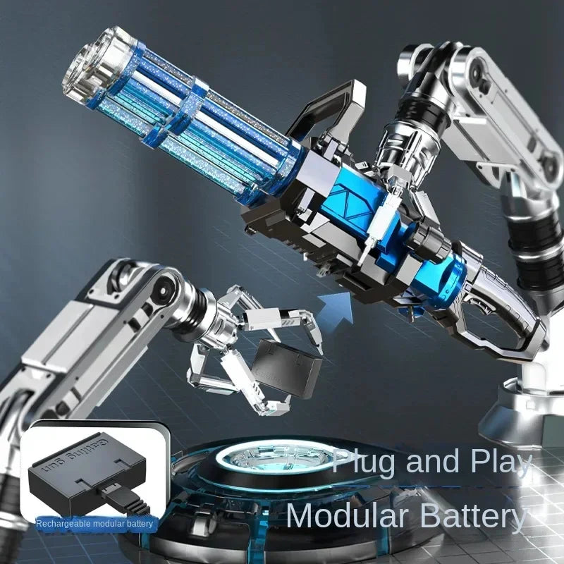 2025 New Electric Gatling Water Cannon Dual Tube Rotating High-Pressure Spray 1000ML Outdoor Summer Water Gun Toy