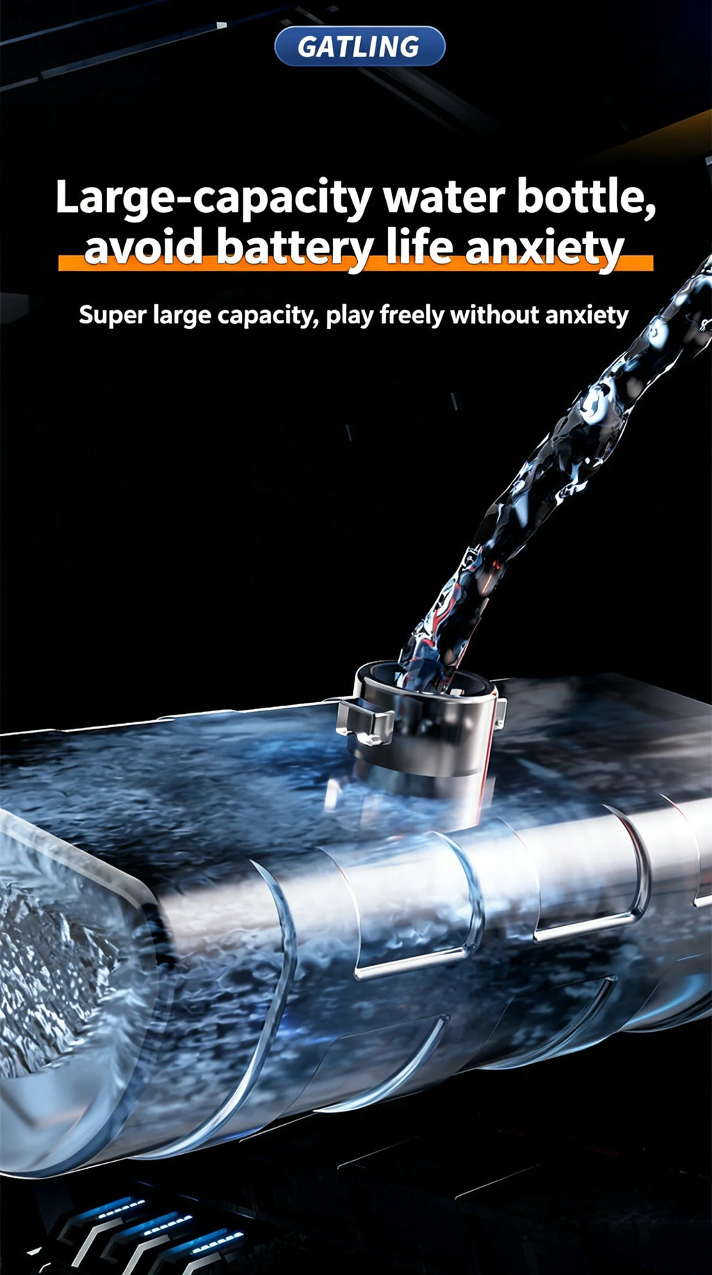 u Auto Gatling Water Cannon Rotating High-Pressure Large Capacity Gatling Water Gun Toy Adults Outdoor Summer Fun Play Kid Gifts