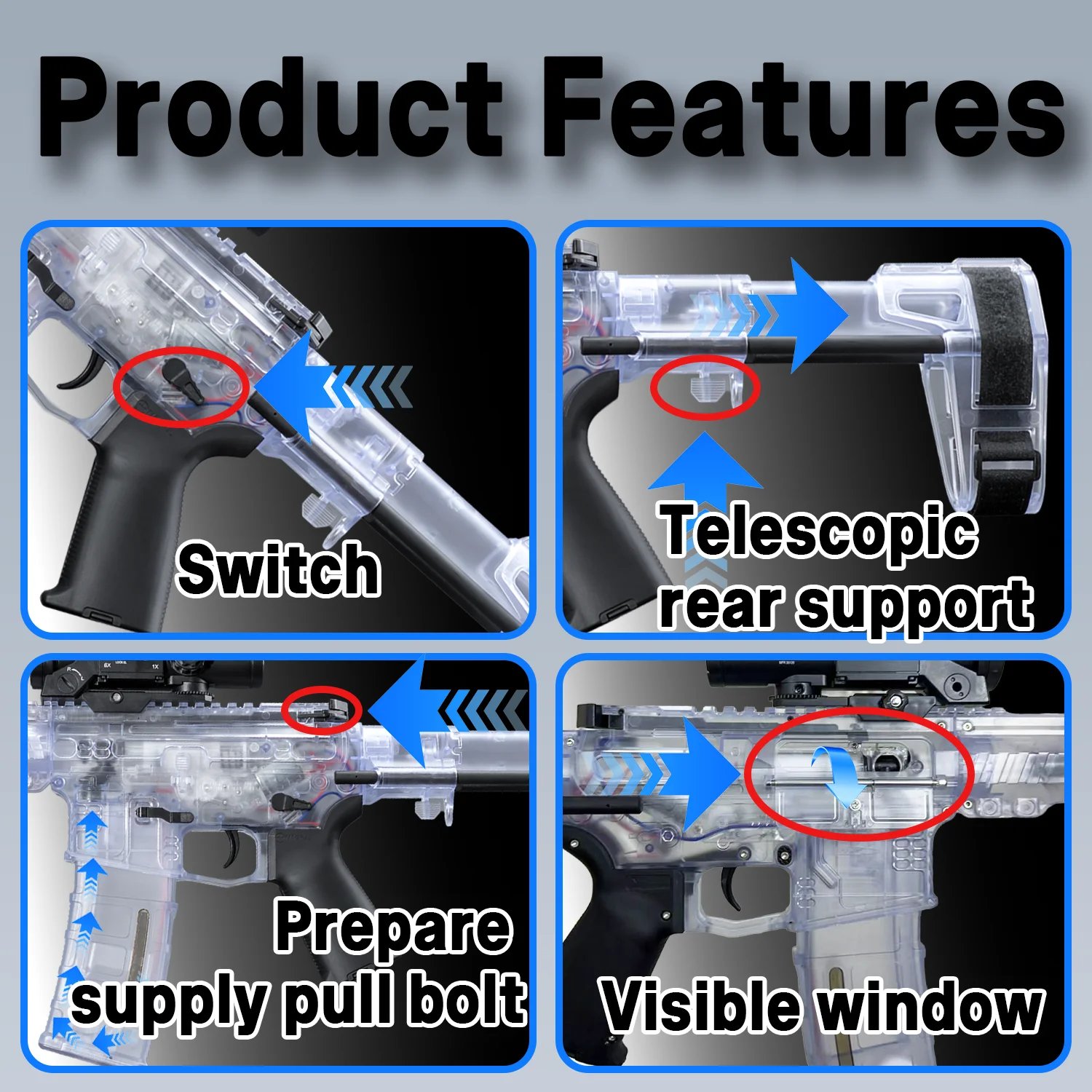 SLR Nylon Electric Gel Ball Blasting Toy Gun, Automatic Splash Ball Blaster, Suitable for Outdoor Shooting Games [No Bullets]