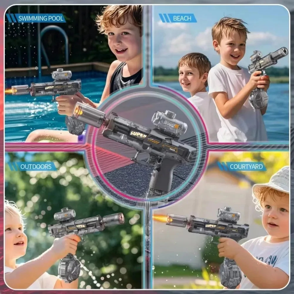 Electric Water Gun Water Blaster High Capacity Long Range Summer Outdoor Beach Water Fight Toy for Kids Boys Birthday Gift