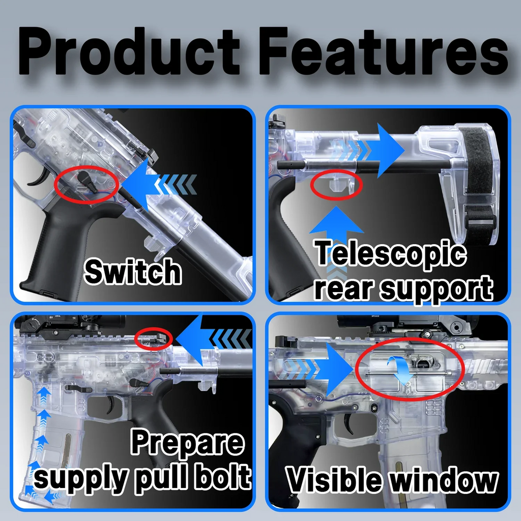 SLR Nylon Electric Gel Ball Blasting Toy Gun, Automatic Splash Ball Blaster, Suitable for Outdoor Shooting Games [No Bullets]