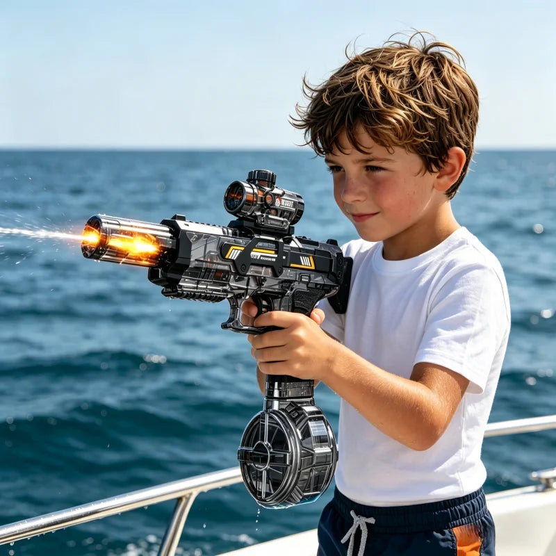 Electric Water Gun Toy With LED Light Large Capacity High Speed Continuous Firing Water Gun Kids Outdoor Pool Battle Game