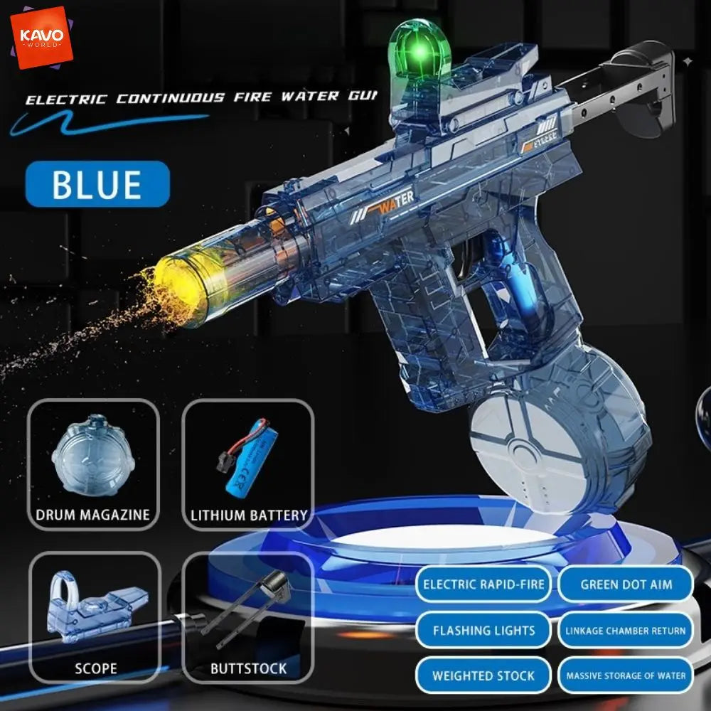KAVOWORLD Transparent High Pressure Electric Water Blaster High Capacity Rechargeable Water Gun Toy for Kids Beach Pool Party