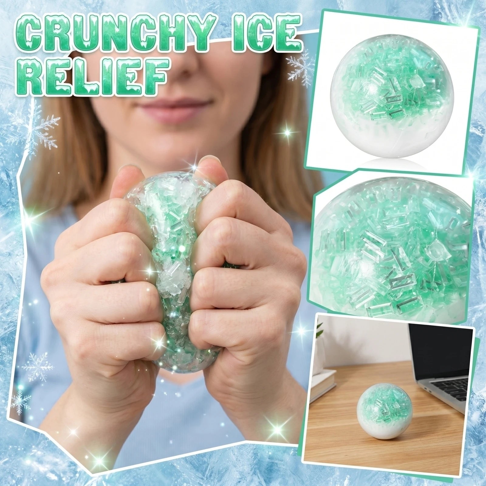 Stress Balls Crunchy Ice Fidget Toys Squeezable Sensory Anxiety Relief Hand Therapy Squishy Calming Relaxing Toy