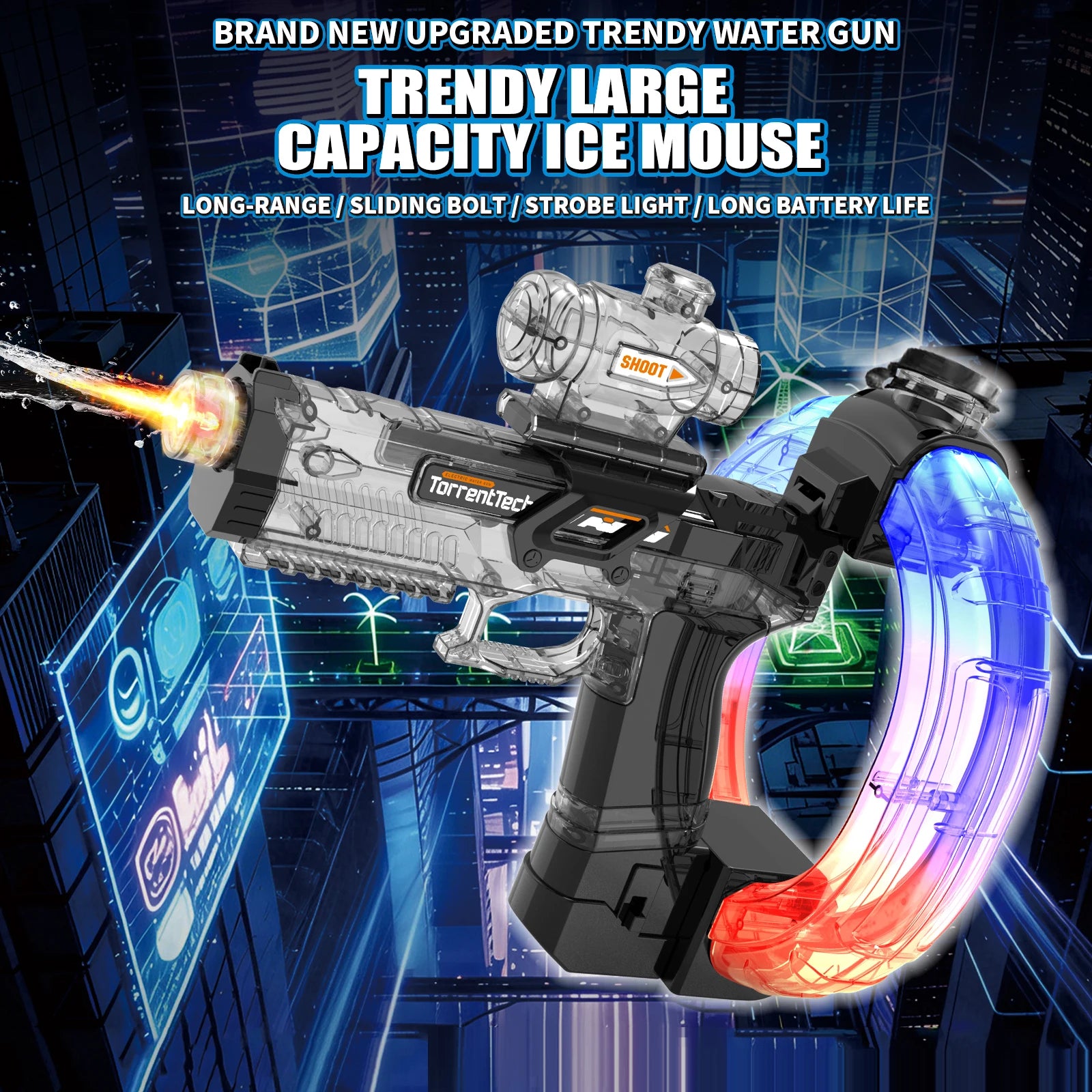 Children Automatic Squirt Blaster Toy 800ml Water Tank Squirt Gun Christmas Birthday Gifts for Children and Adult