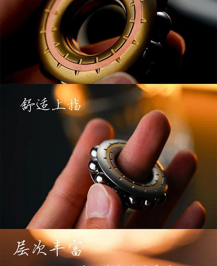 EDC Mechanical Beads Fidget Ring Push Slider Metal Mini Fun Stress Toys Tools