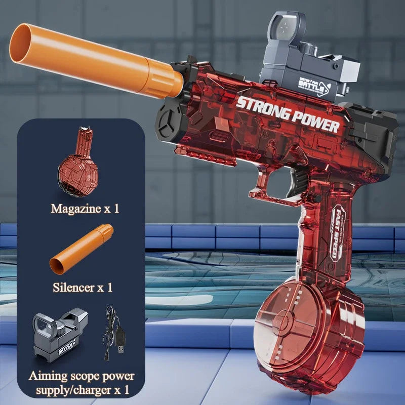 Water Gun Electric Automatic Rapid-Fire High Pressure Rechargeable Water Blaster for Summer Outdoor Water Play Toy for Kids