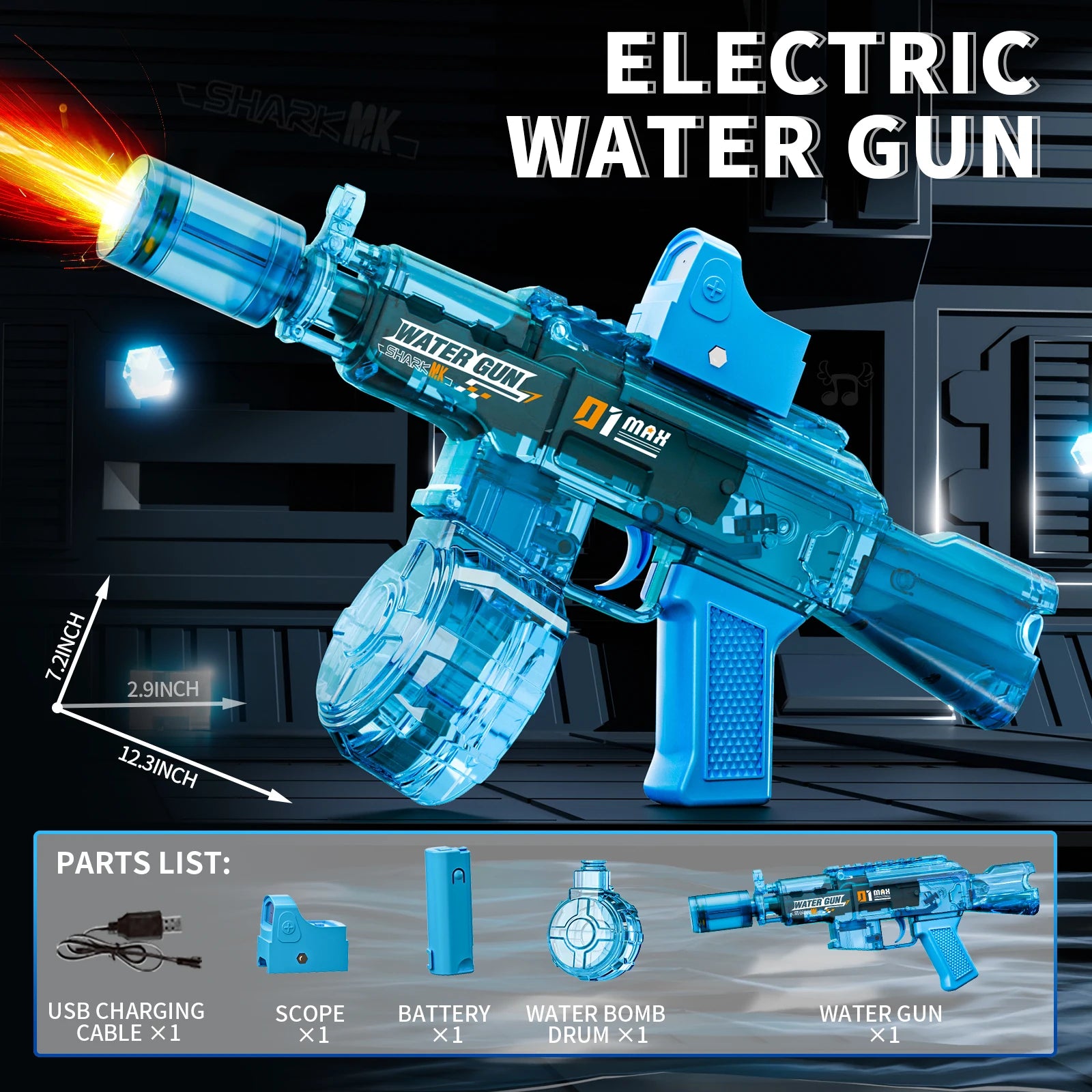 Electric Water Gun Water Blaster High Capacity Long Range Summer Outdoor Beach Water Fight Toy for Kids Boys Birthday Gift