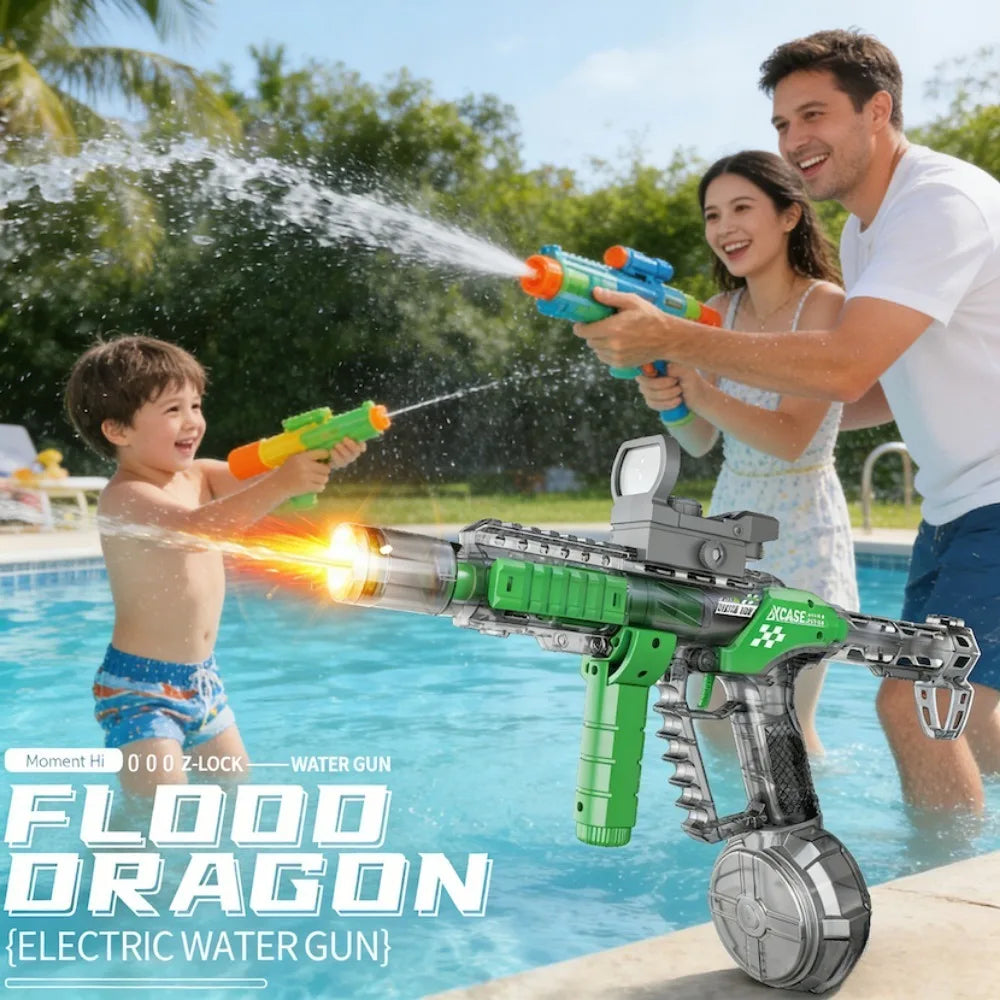 High Pressure Electric Toy Water Gun Fully Automatic Long Range Water Blasters Shooting Game Suitable for Outdoor Beach Swimming