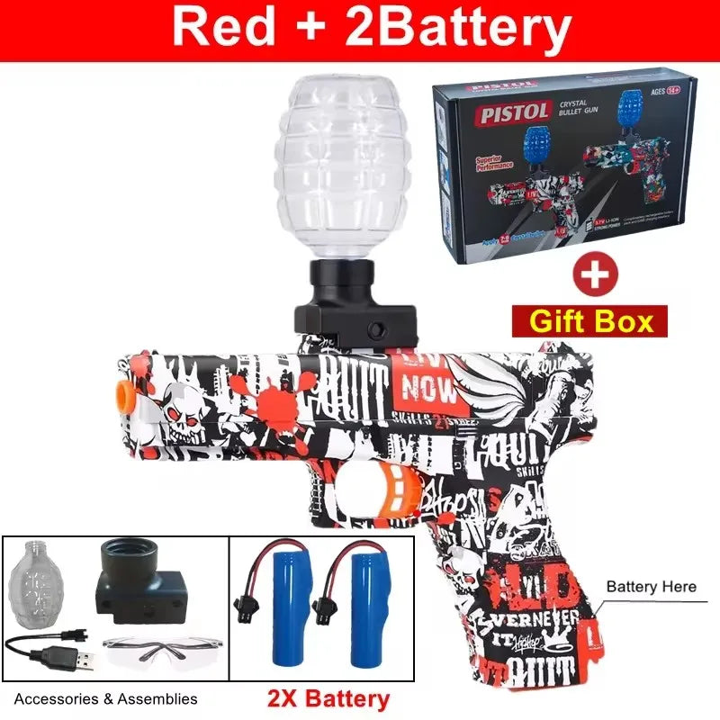 Electric Burst Splatter Blaster Toy Gun Gel Blaster Outdoor Shooting Games Gift for Boy Kids Adults (Bullets Excluded)