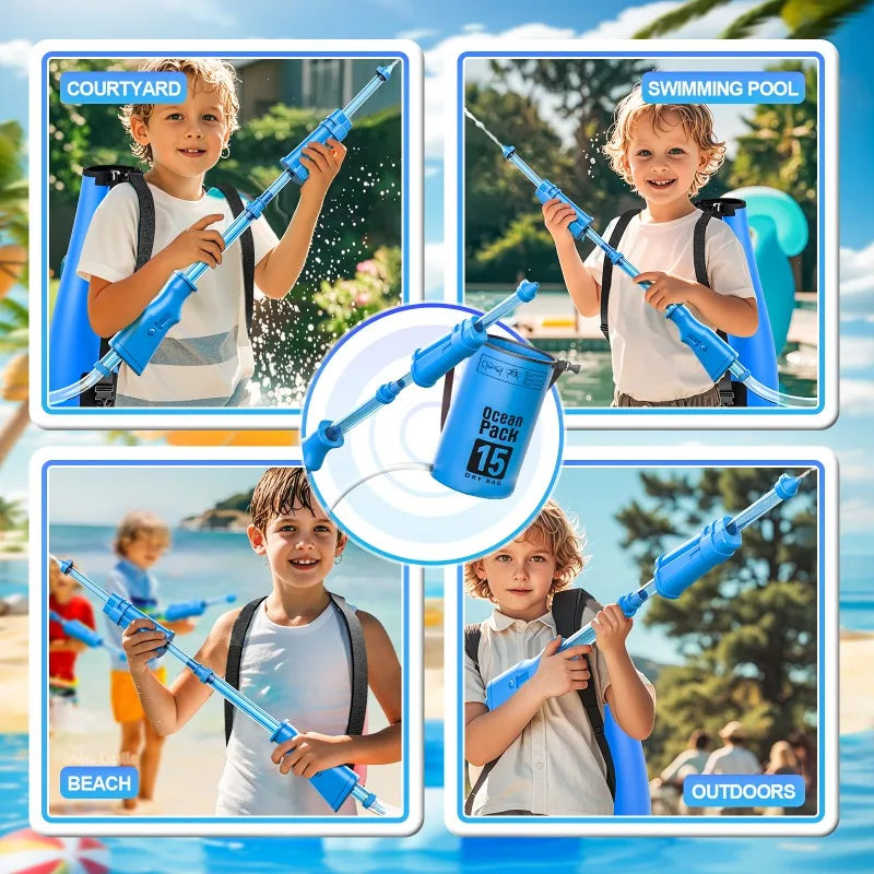 15L Large Capacity Backpack Water Gun Toy High Pressure Long Range Water Blaster for Outdoor Summer Water Fights Adult Kids Use
