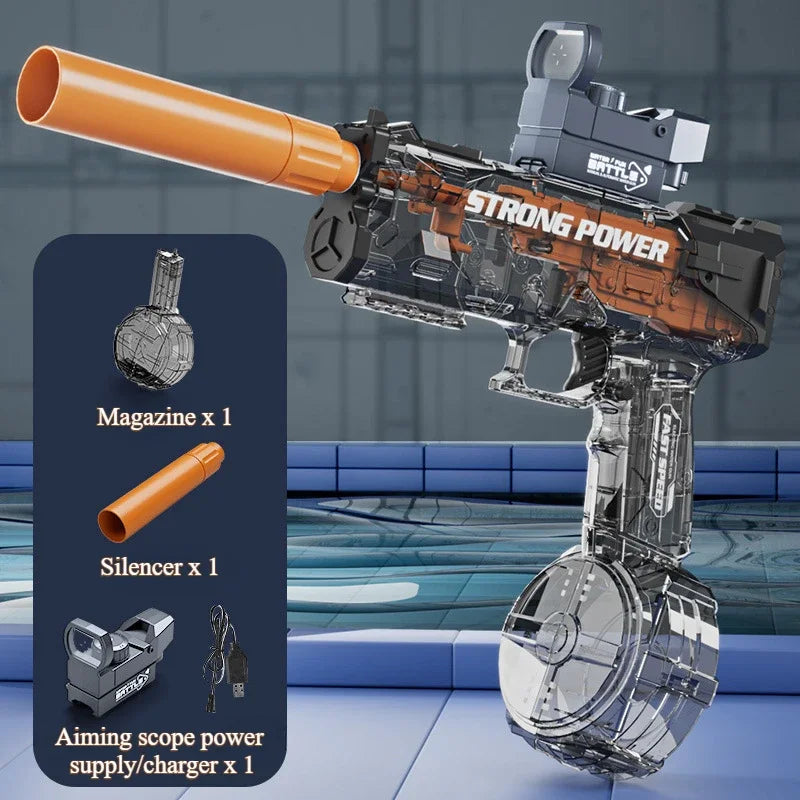 Water Gun Electric Automatic Rapid-Fire High Pressure Rechargeable Water Blaster for Summer Outdoor Water Play Toy for Kids