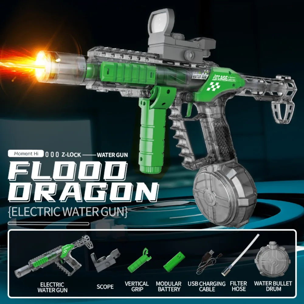 High Pressure Electric Toy Water Gun Fully Automatic Long Range Water Blasters Shooting Game Suitable for Outdoor Beach Swimming