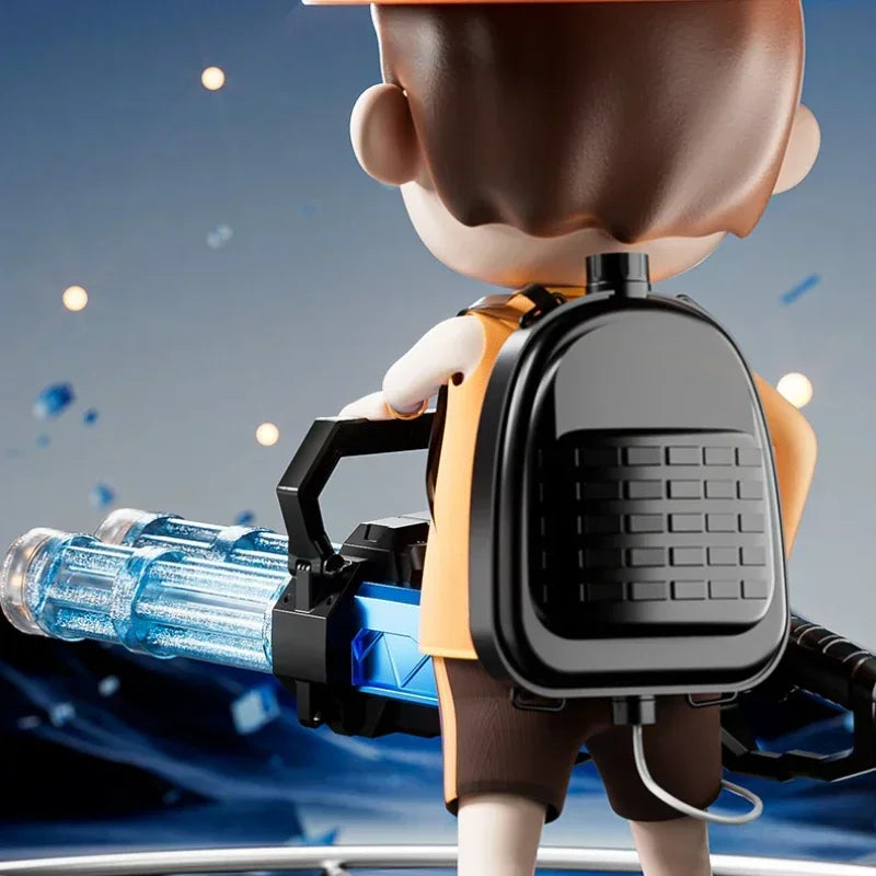 2025 New Electric Gatling Water Cannon Dual Tube Rotating High-Pressure Spray 1000ML Outdoor Summer Water Gun Toy