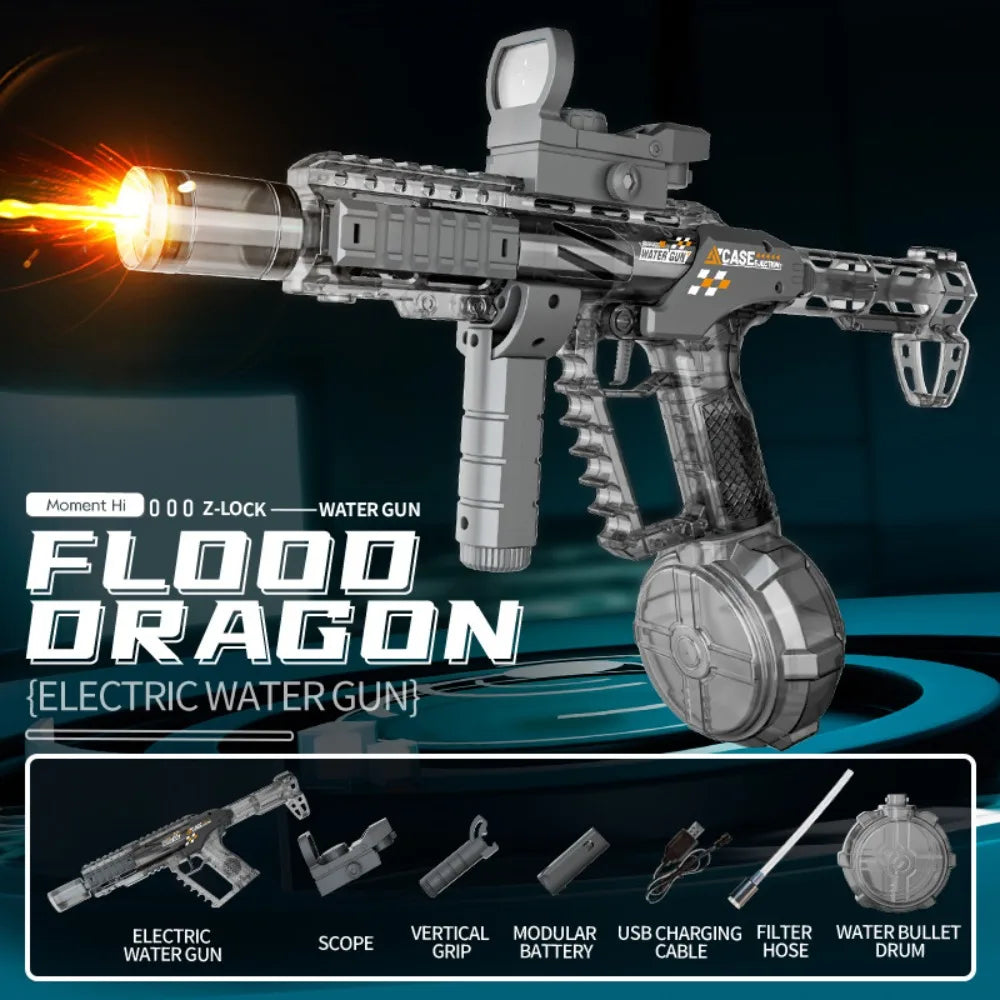 High Pressure Electric Toy Water Gun Fully Automatic Long Range Water Blasters Shooting Game Suitable for Outdoor Beach Swimming