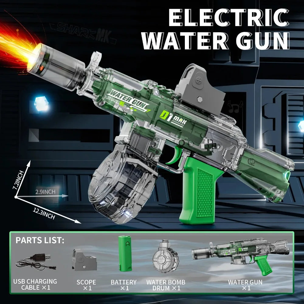 Electric Water Gun Water Blaster High Capacity Long Range Summer Outdoor Beach Water Fight Toy for Kids Boys Birthday Gift