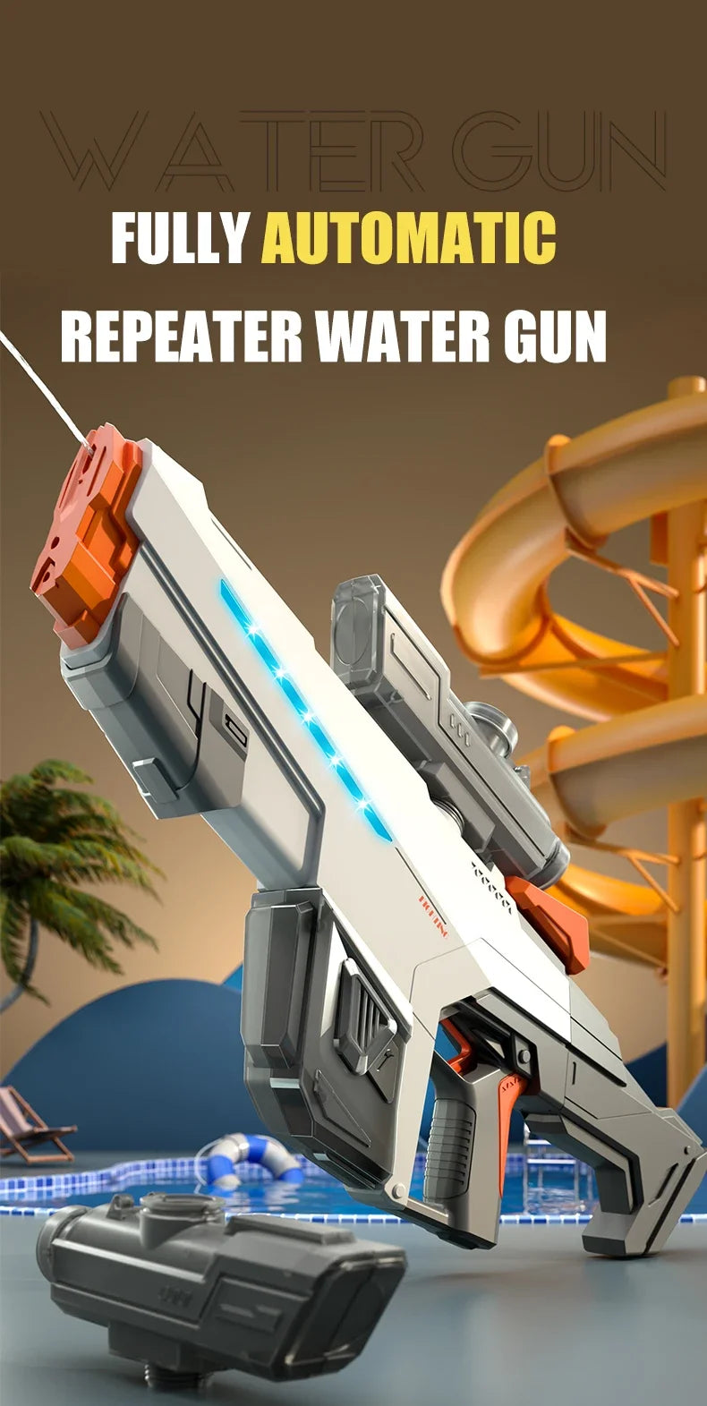 Fully Automatic Suction Water Gun Electric Toy High Pressure Water Blaster Pool Summer Outdoor Beach Pool Battle Party Water Toy