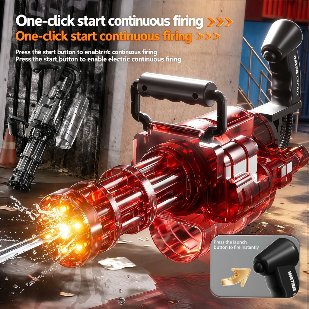 u Auto Gatling Water Cannon Rotating High-Pressure Large Capacity Gatling Water Gun Toy Adults Outdoor Summer Fun Play Kid Gifts