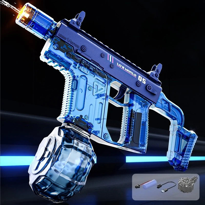 Electric Continuous Water Gun with Light Flame Effect Long Range Water Gun The Water-Sprinkling Festival Water Gun Kids Gifts