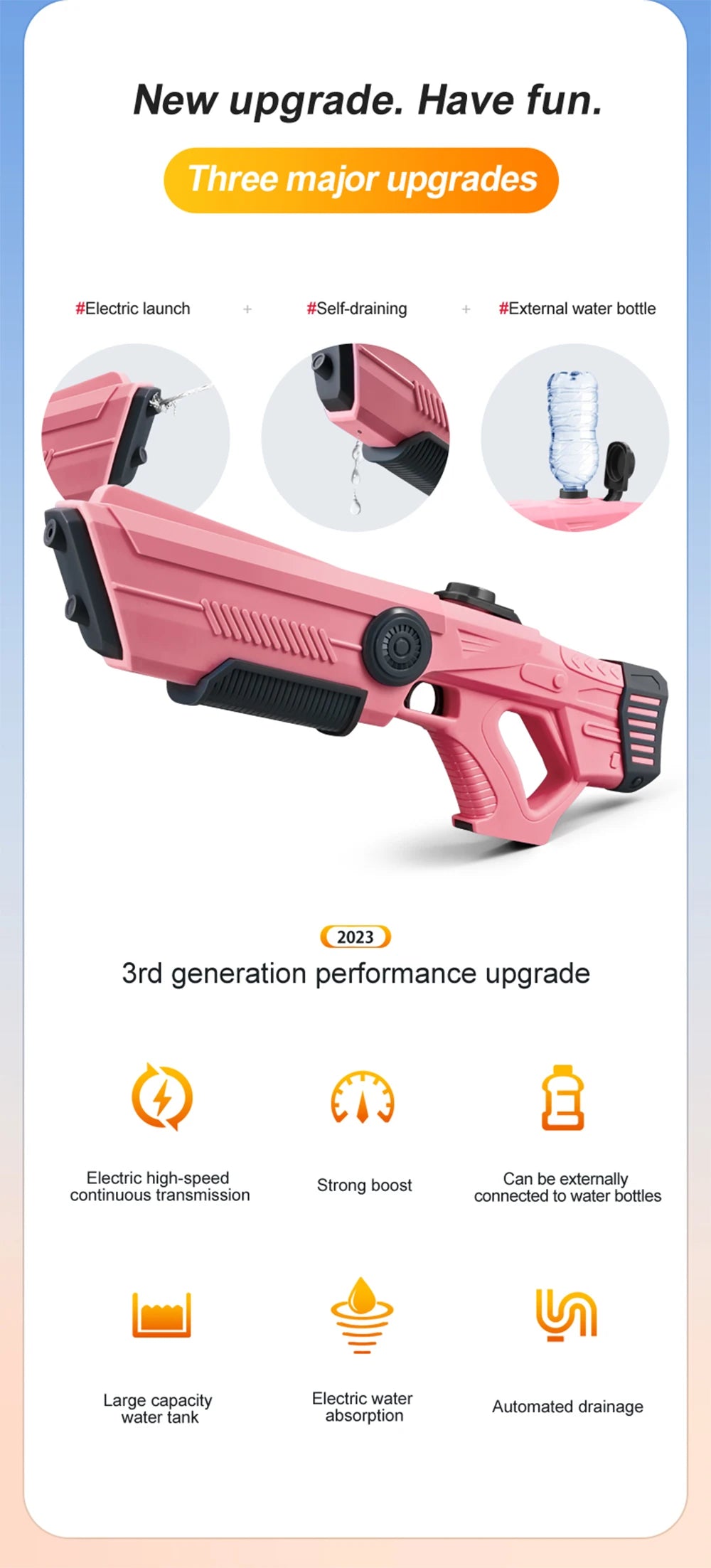 Electric Water Guns For Adults Powerful Squirt Automatic Water Suction Water Blasters Summer Outdoor Beach Toy For boys Kid Gift