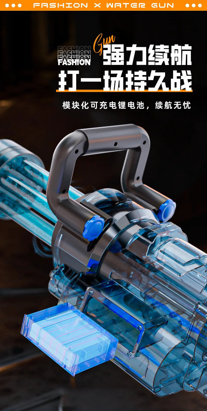Rotating Gatling Water Gun Large High Pressure Large Capacity Backpack Playing Water Fight Children's Outdoor Toy