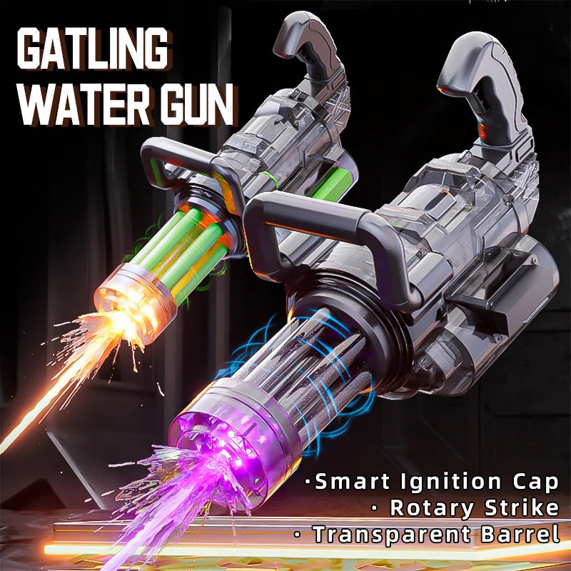 Adults Electric Water Gun Kids Gatling High Speed Powerful Shooting Children Automatic Water Blaster Backpack Summer Outdoor Toy
