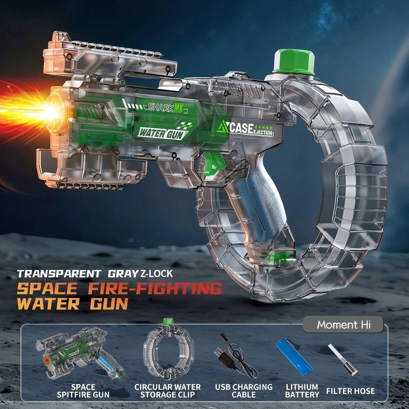 New adult electric water guns with lights, powerful with automatic water, summer outdoor and beach toys, great gifts for kids