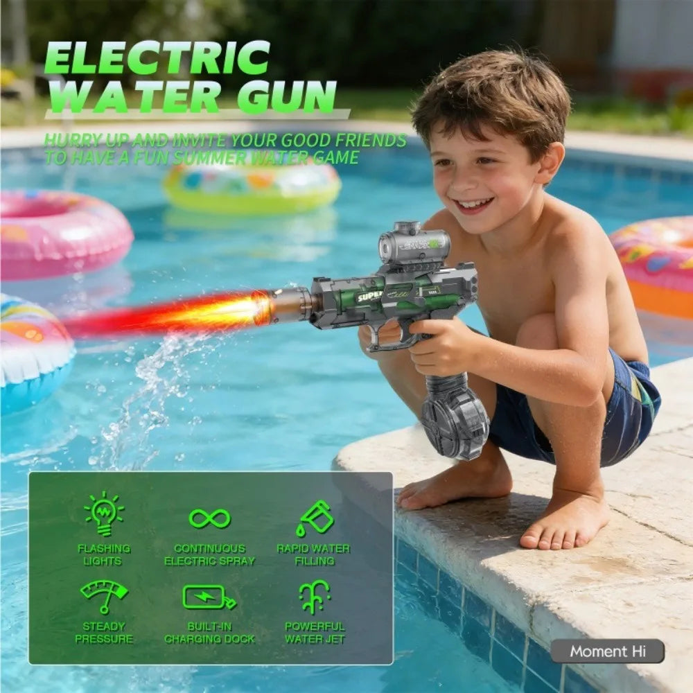 High Pressure Electric Sniper Water Gun Toy with Blowback Action Full Auto Rapid-Fire Summer Fight Games Toy for Kids Gift