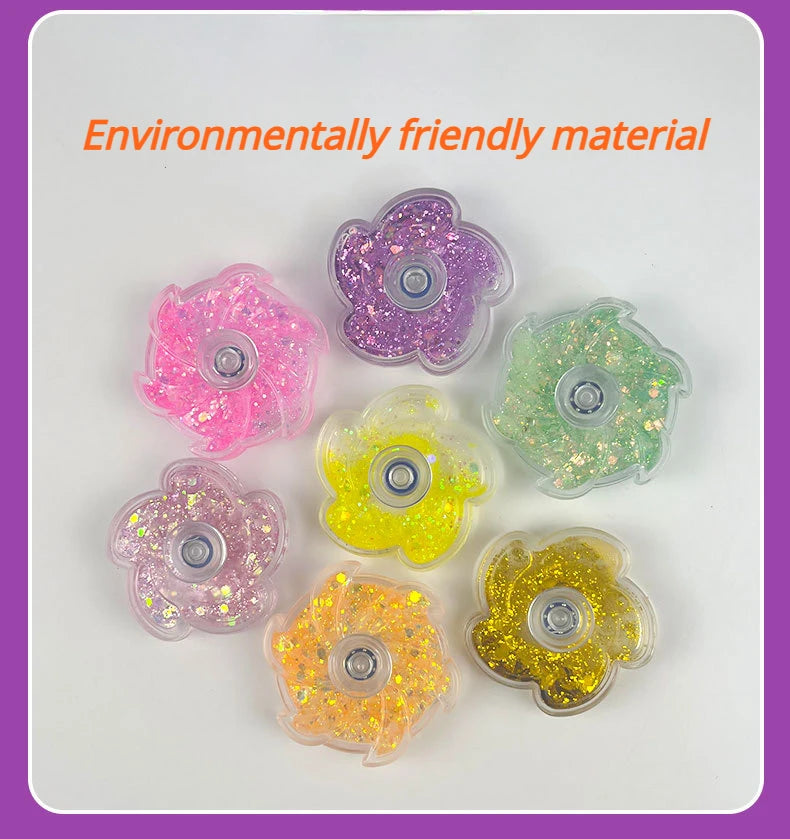 Fidget Spinner Rustling Portable High Rotational Speed Petal-like Spinning Gyro Colorful Sequined Desk Stress Relief Toy Gifts
