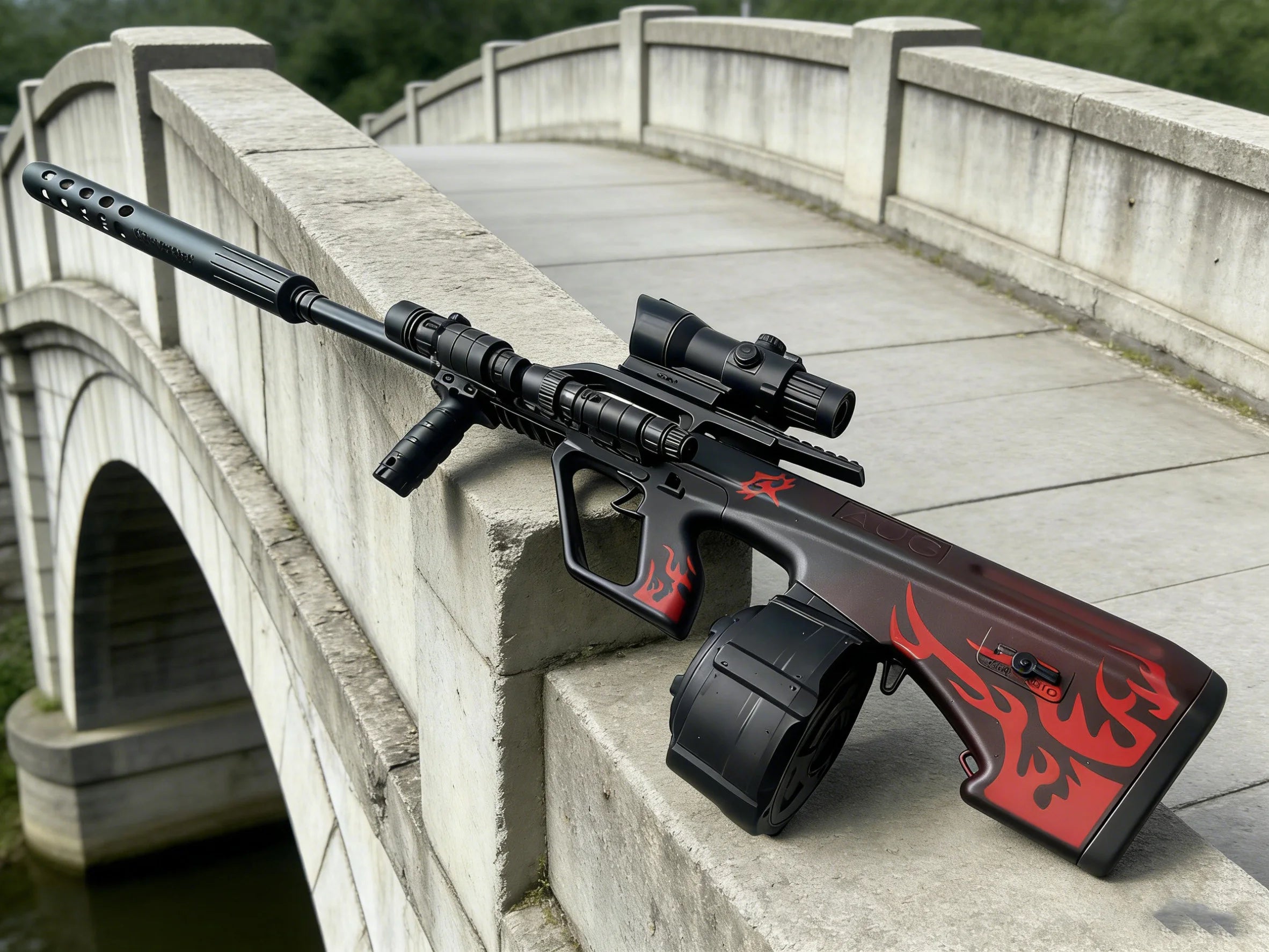 AUG-Style Automatic Gel Water Bead Blaster: 500rd Drum & 16m Range - Outdoor Sports Shooting Game Toy for Adults
