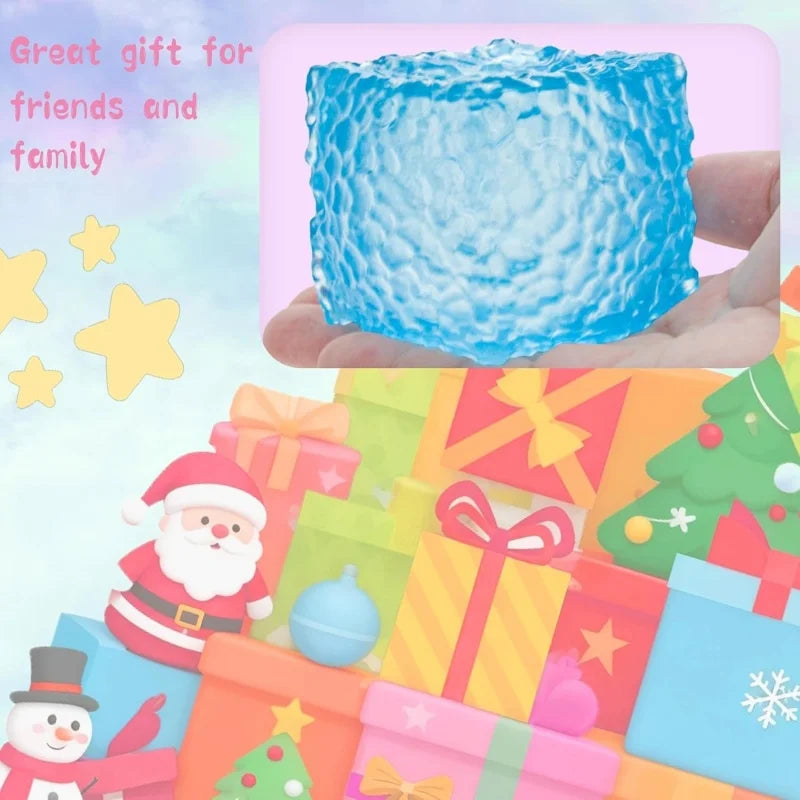 Stress Cube Sensory Toy for Stress Relief, Slow Rising Fidget Texture Cube Squeeze Toys, Squishy Ice Cube Stress Ball for Kids