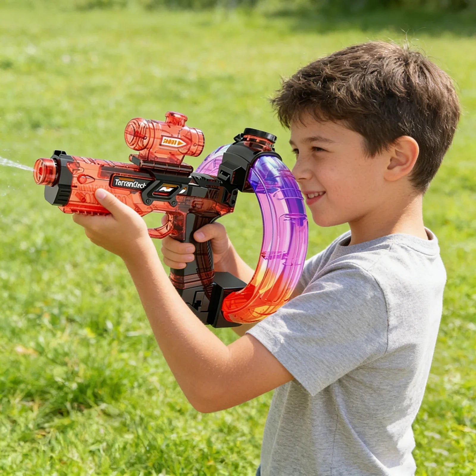 Children Automatic Squirt Blaster Toy 800ml Water Tank Squirt Gun Christmas Birthday Gifts for Children and Adult