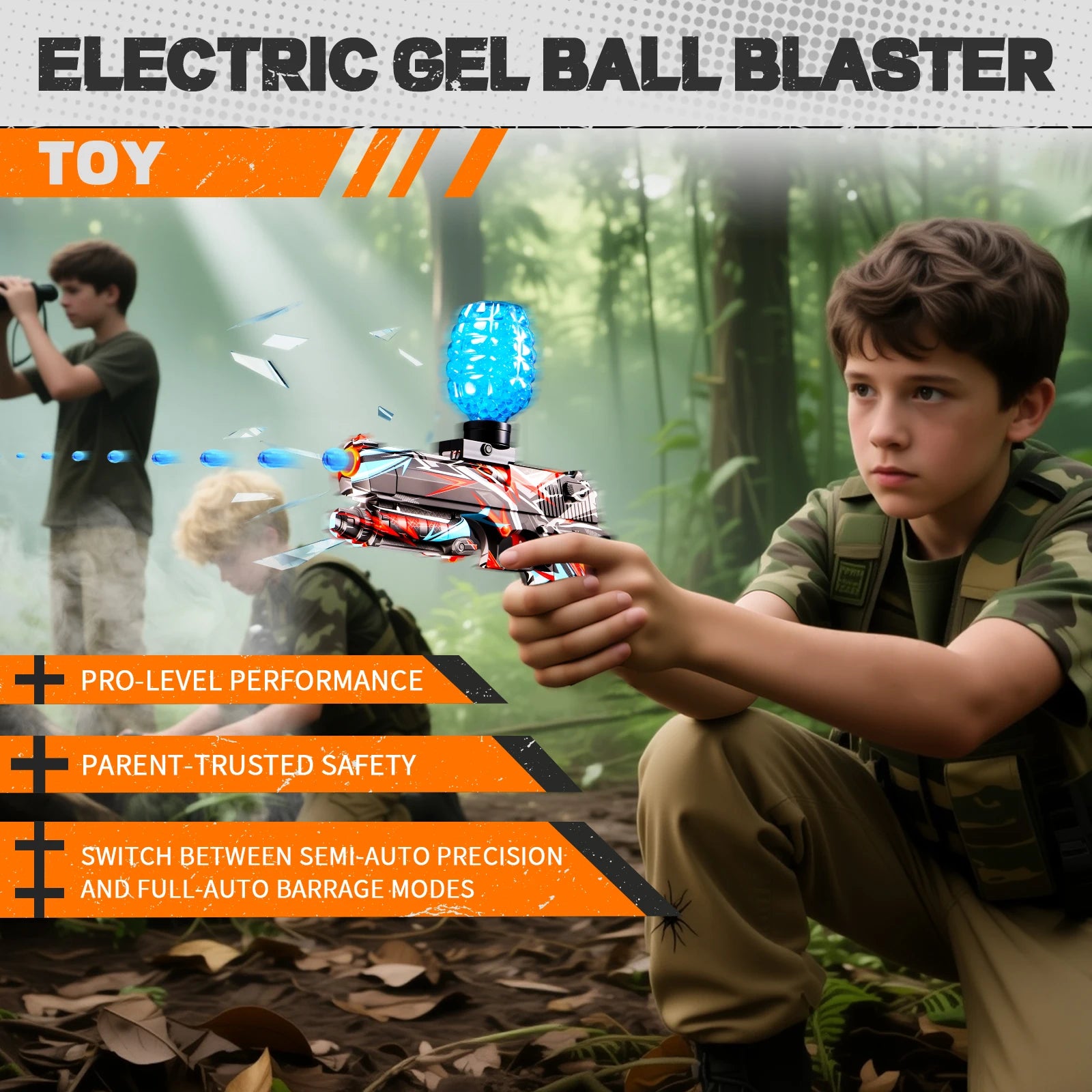 2-Pack Gel Ball Blaster, Electric Auto-Fire Splatter Gun,Outdoor/Indoor Games (Ages 14+)